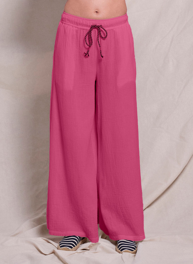 Sundry Wide Leg Pant in Cranberry