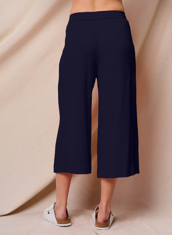 Sundry Gauze Culottes in Deep Navy