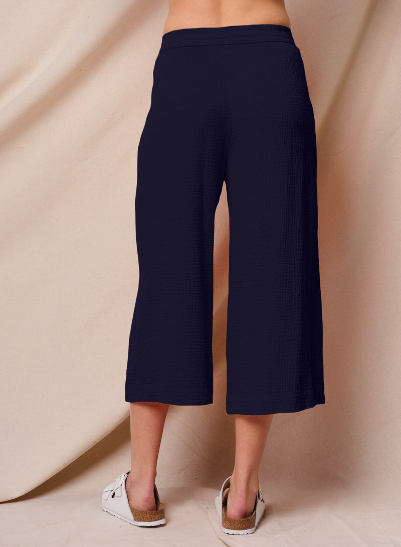 Sundry Gauze Culottes in Deep Navy