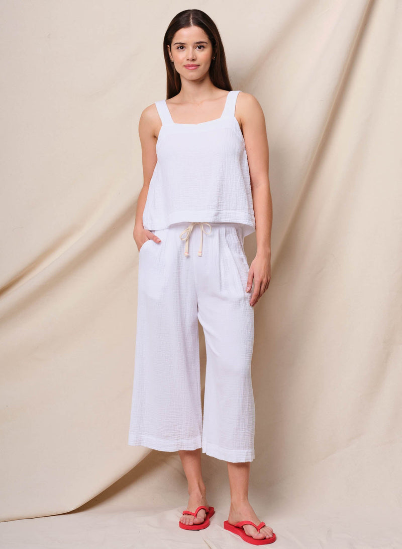 Sundry Gauze Culottes in Optic White