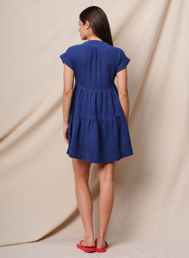 Sundry Gauze Tiered Dress in Midnight