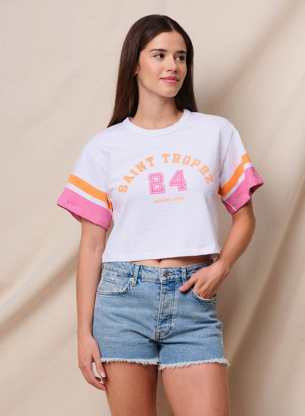 Sundry Saint Tropez Boxy Sleeve Boy Tee in Optic White