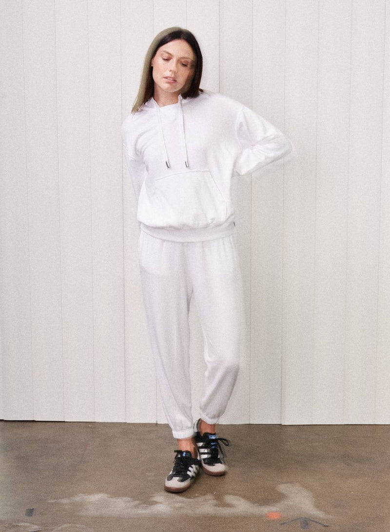 Softest Fleece Hoodie Pullover in White