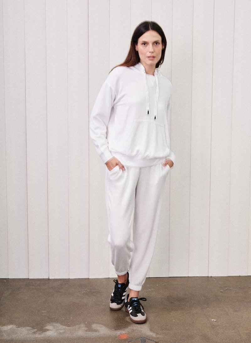 Softest Fleece Hoodie Pullover in White