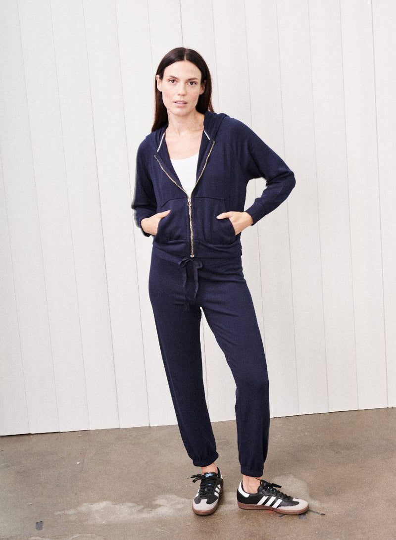 Softest Fleece Raglan Hood Zip Up in New Navy