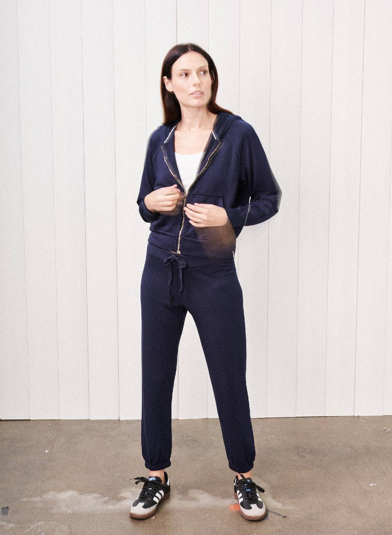 Softest Fleece Raglan Hood Zip Up in New Navy