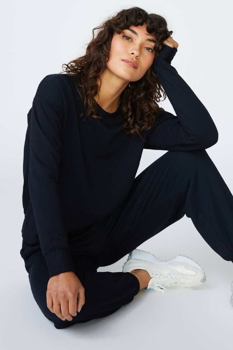 Stateside Softest Fleece Crewneck Sweatshirt in Black