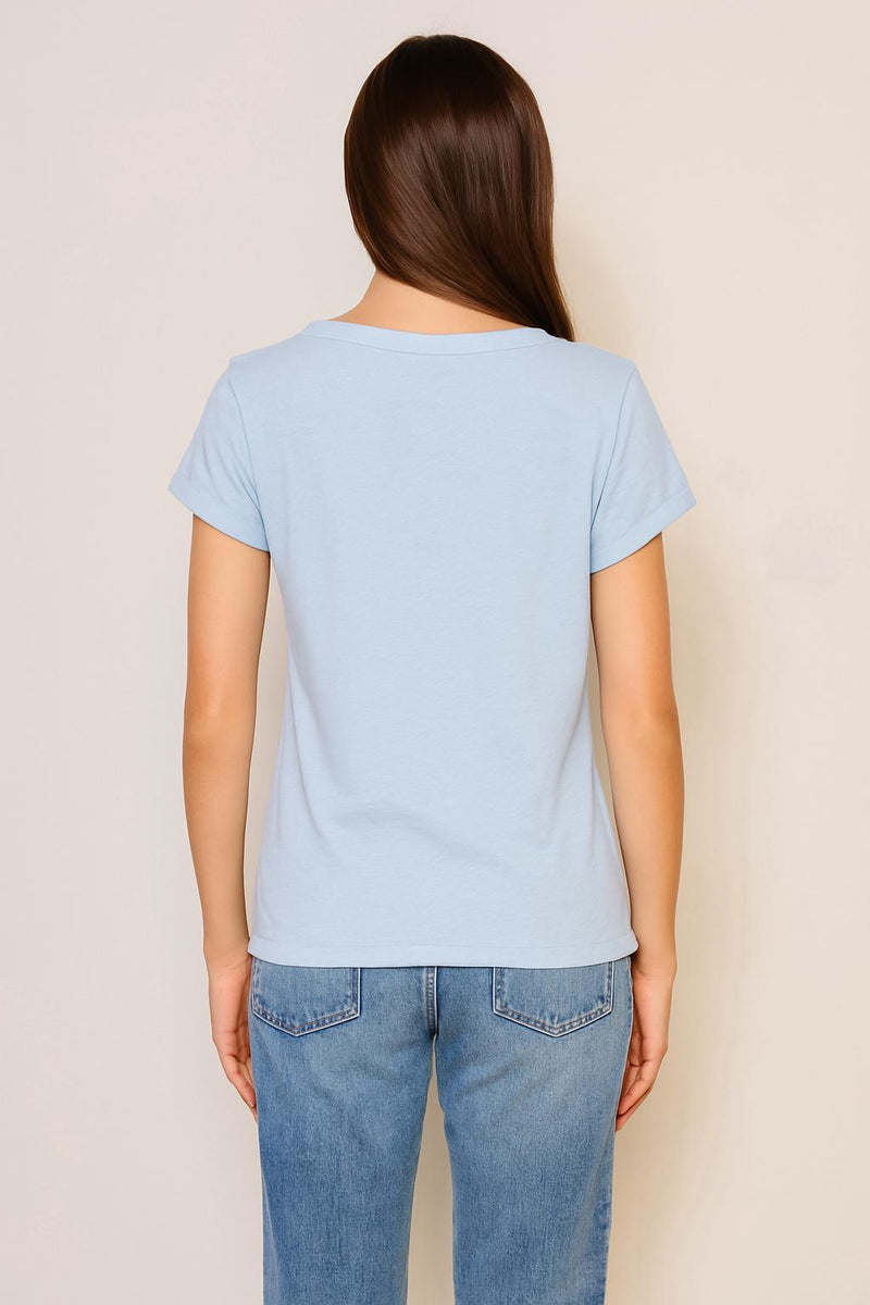 Sundry Rolled Sleeve Tee in Chambray
