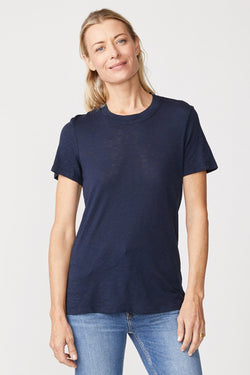 Stateside Supima Slub Short Sleeve Crew in New Navy-front view