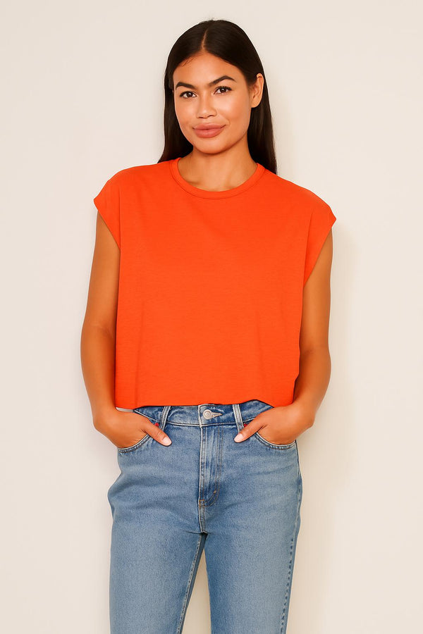 Sundry Muscle Tank in Bright Coral