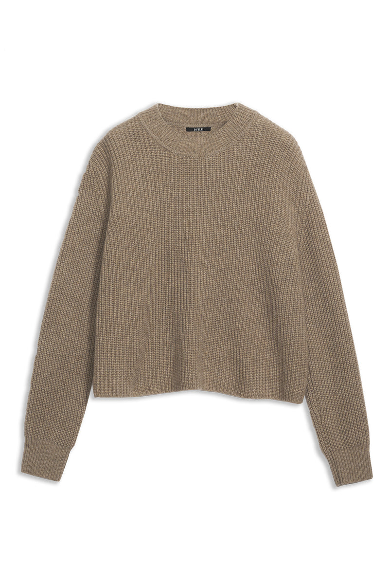 Women's Cashmere Ribbed Mock Neck in Camel