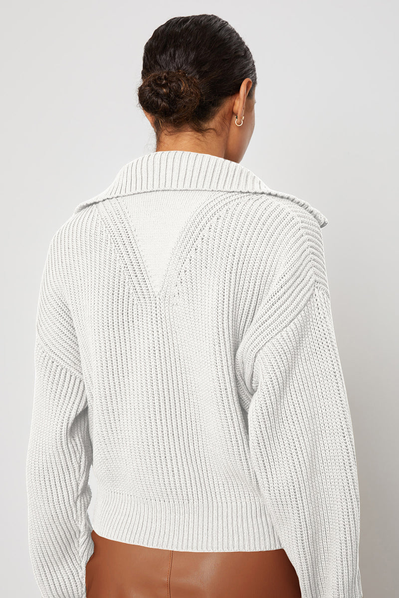Luciana Sweater in Creme - close up back knitted detail