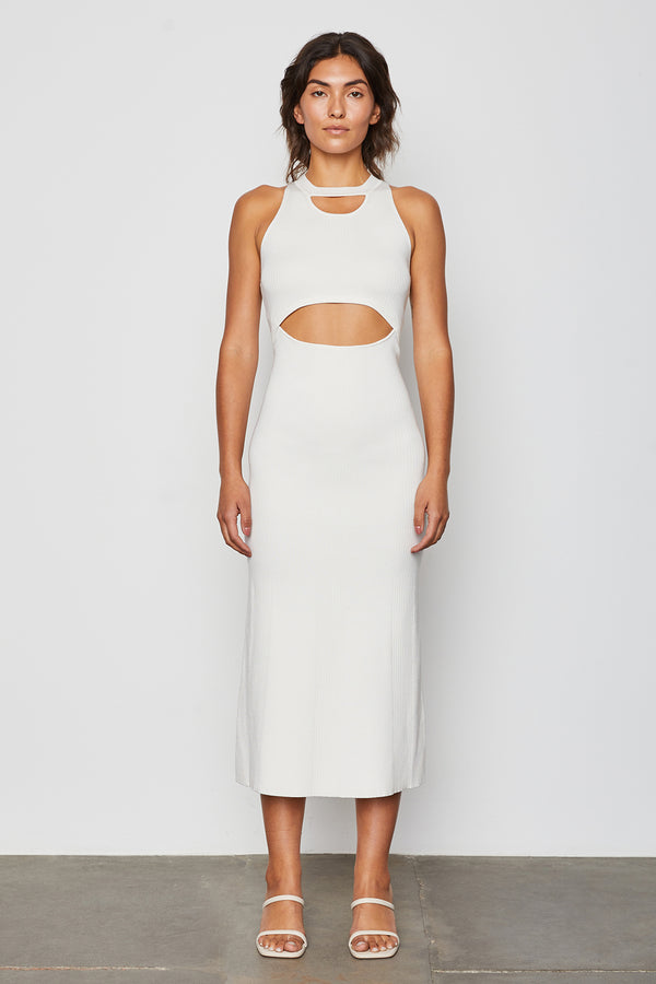 Bailey 44 Kim Knitwear Sweater Dress in Crème - front view with cutout