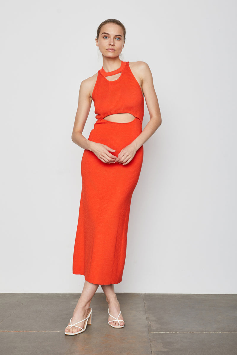 Bailey 44 Kim Sweater Maxi Dress in Orange Punch - front full length