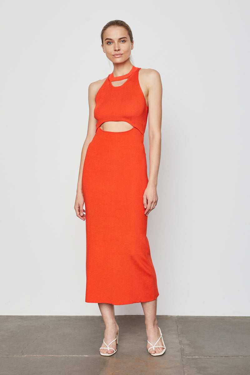 Bailey 44 Kim Sweater Maxi Dress in Orange Punch - front full view standing