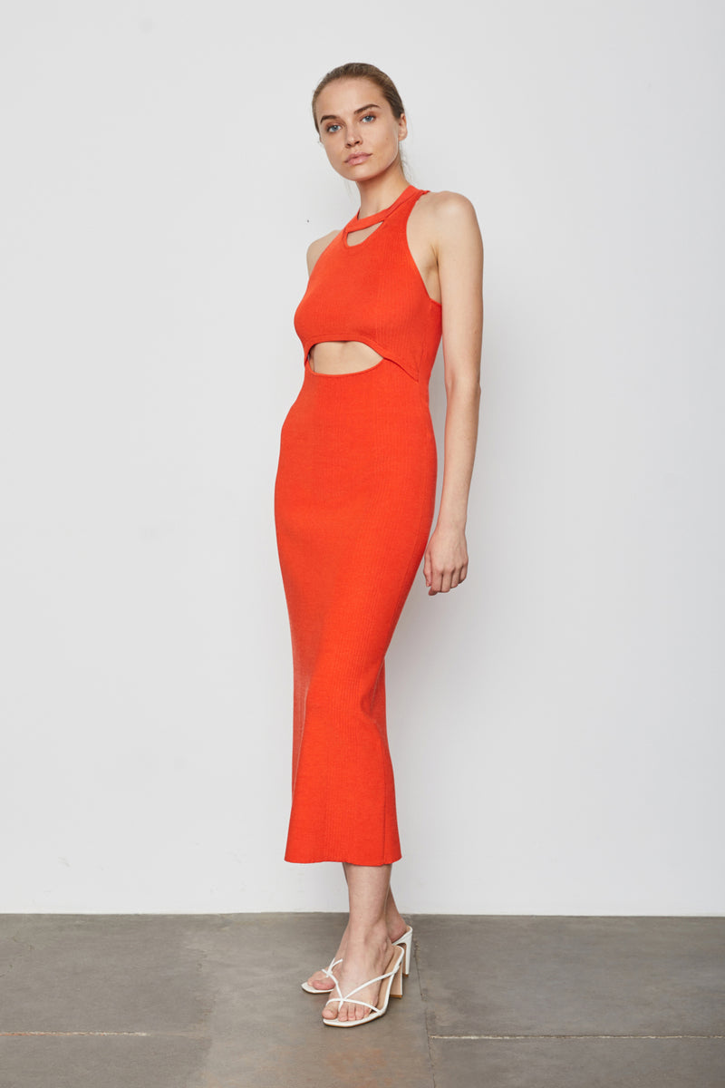 Bailey 44 Kim Sweater Maxi Dress in Orange Punch - 3/4 view