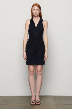 Bailey 44 Virginia Dress in Midnight Blue - front view of polo halter dress
