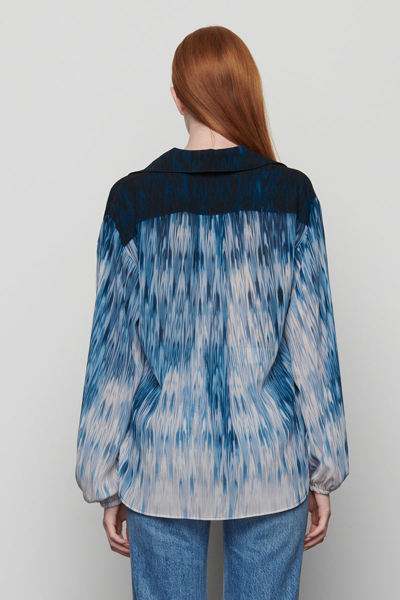 Clarence Long Sleeve Blouse in Midnight Blue - back