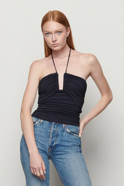 Bailey 44 Nell Top in Midnight Blue - front paired with jeans