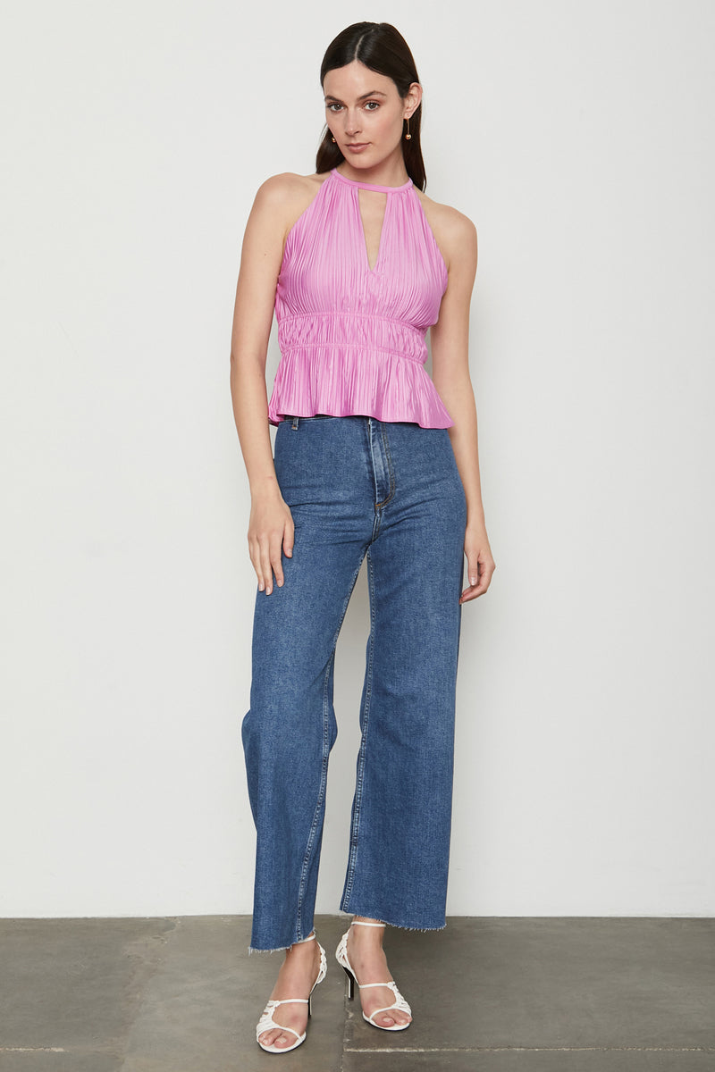 Bailey 44 Isla Halter Top in Cosmic Pink - paired with denim