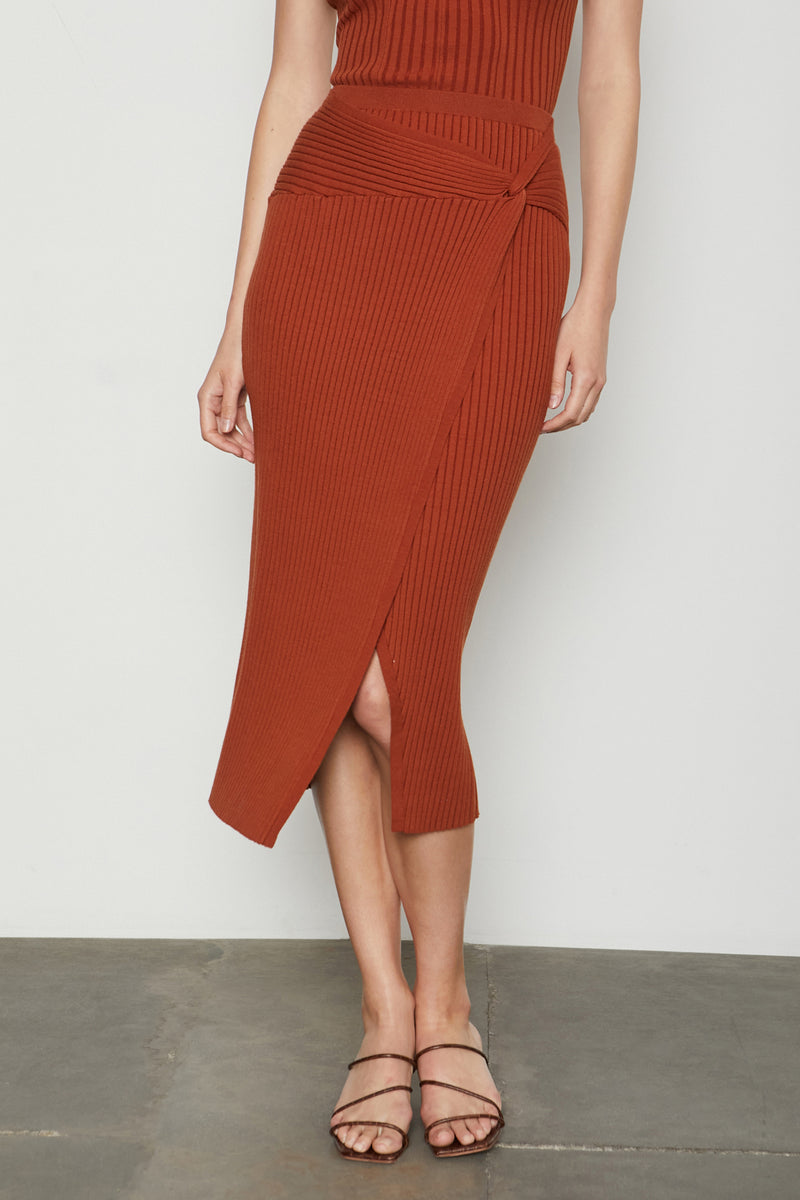 Bailey 44 Bexley Knitwear Midi Skirt in Awake - front skirt slit