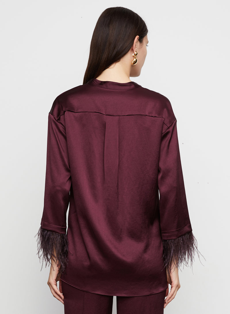 Bailey Textured Velvet Button-Down Top in Copper - Our Stuff