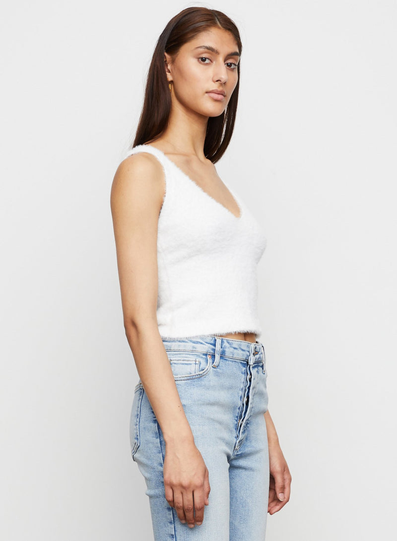 Nelly Cropped V Neck Sweater Tank in Crème -  Bailey/44.