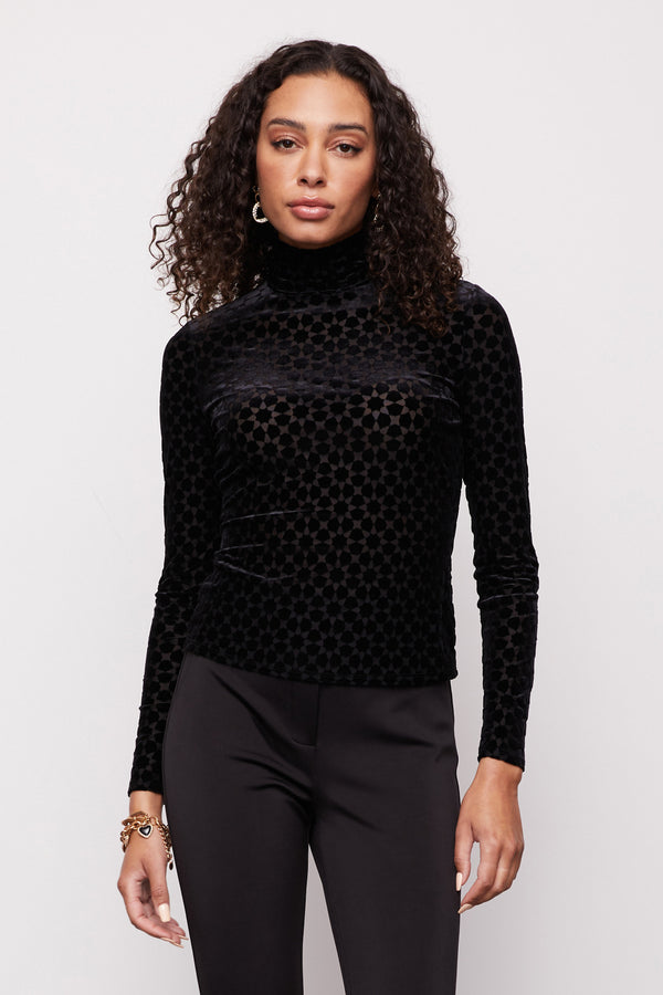 Bailey 44 Stephania Burnout Top in Black - front view