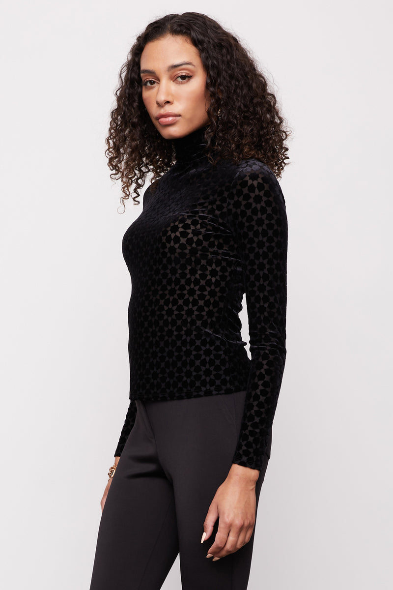 Bailey 44 Stephania Burnout Top in Black - 3/4view