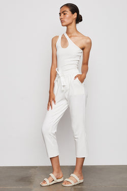 Ava Knit Pants in Crème - front full length