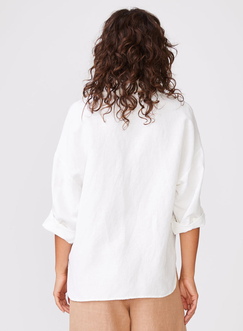 Stateside Linen Oversized Shirt in White - back