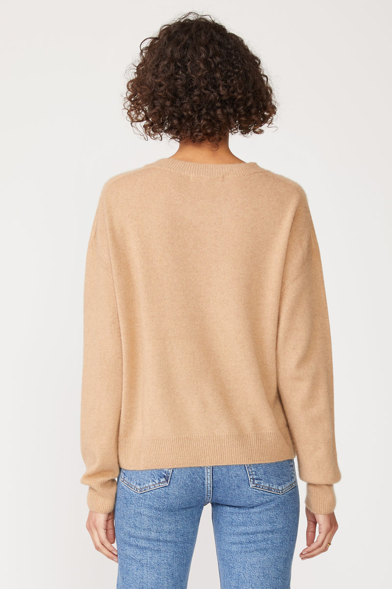 Brushed Cashmere Crewneck Sweater in Camel.