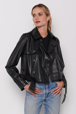 Black Vegan Leather Jacket - front side