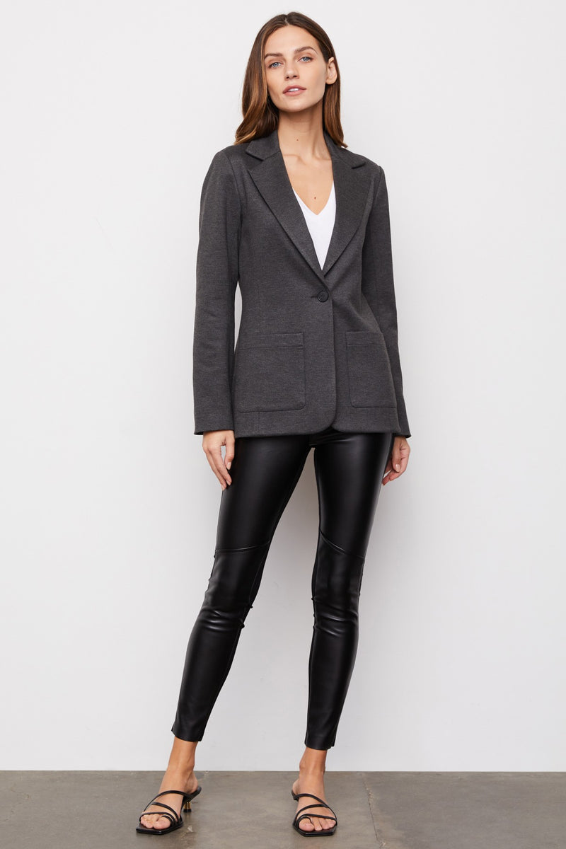 Grey Patch Pocket Blazer - front buttoned