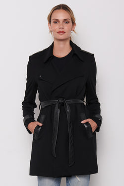 Black Trench Jacket - front close up