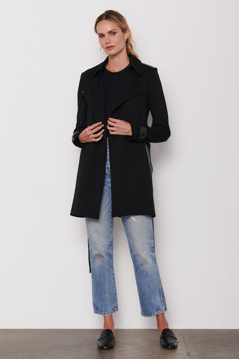 Black Trench Jacket - front jacket open