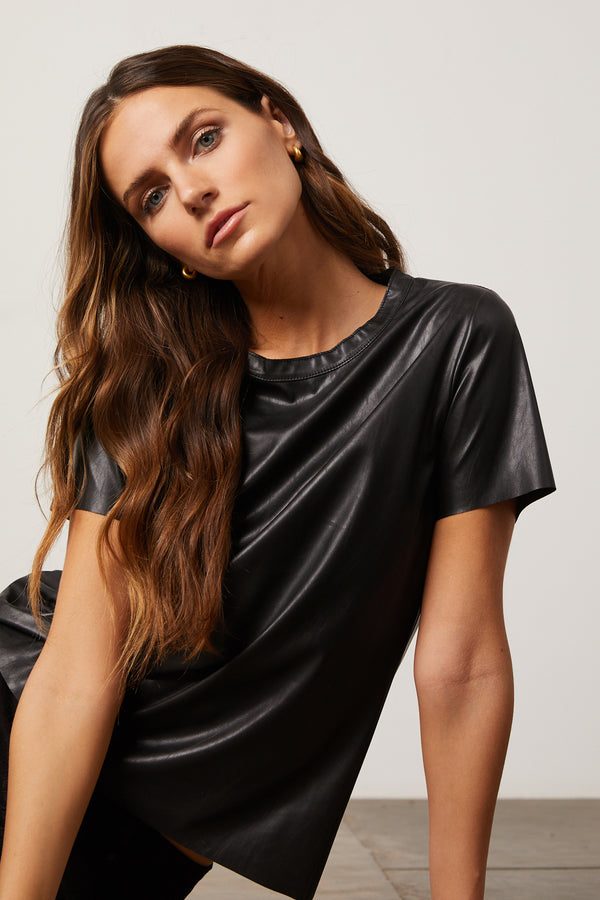 Haven Vegan Leather Top - sitting front