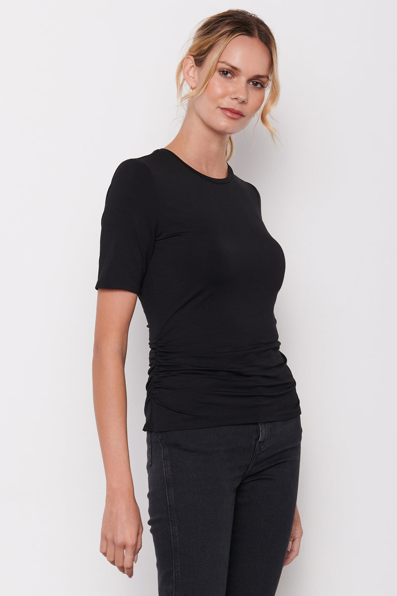 Alejandra Short Sleeve Top in Black - Side