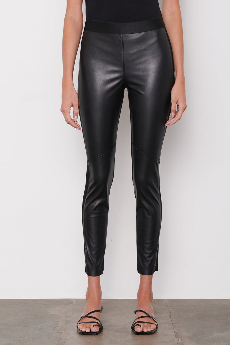 Black Vegan Leather Pant - front close