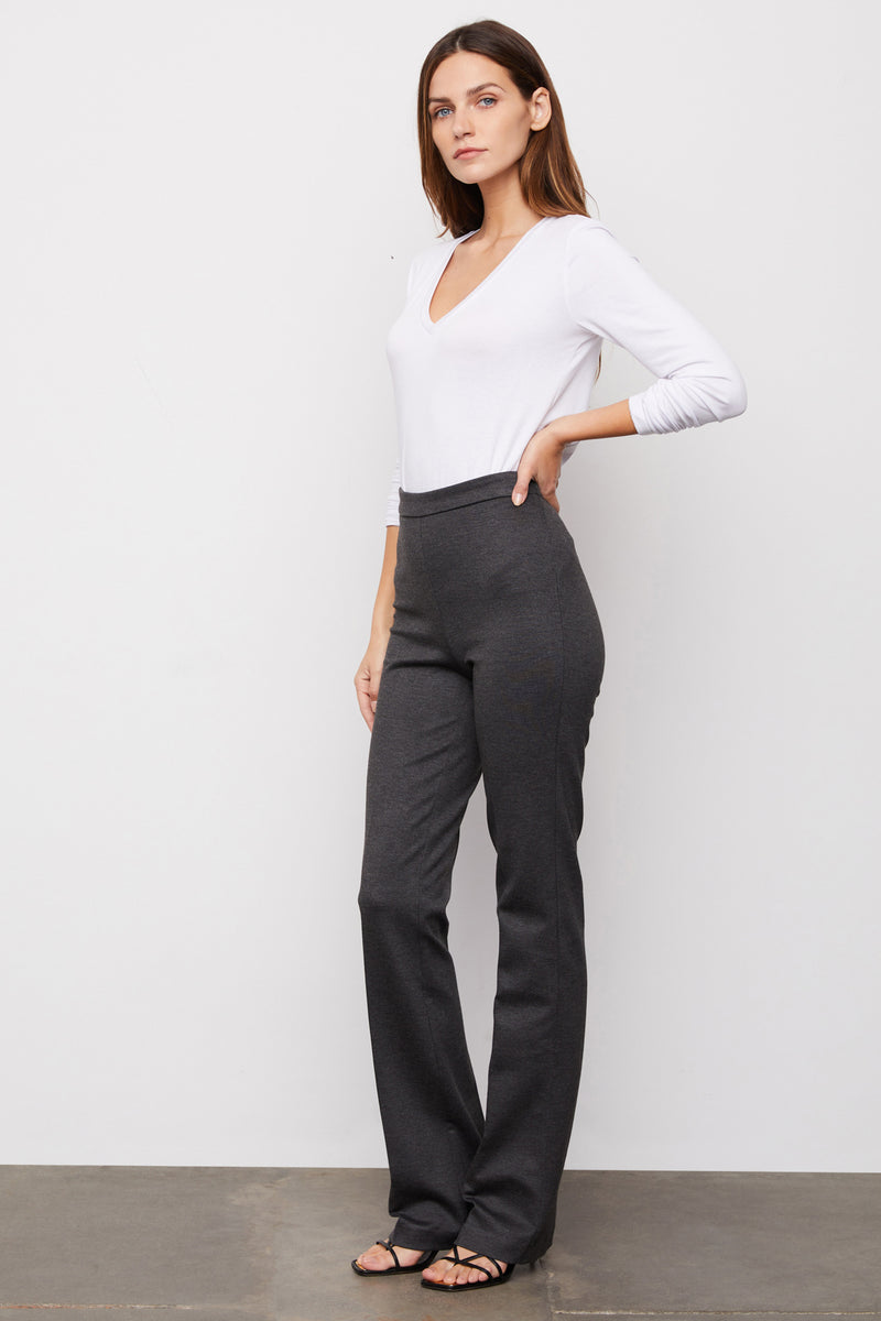 Paige Knit Trouser in Anthracite - side full view