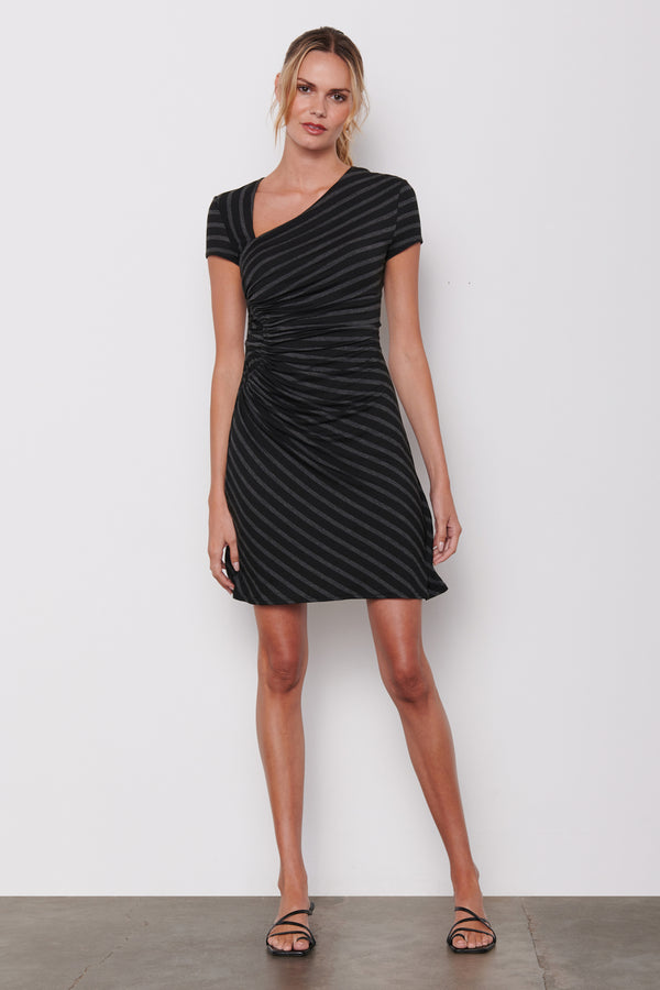 Black/Grey Striped Mini Dress - front