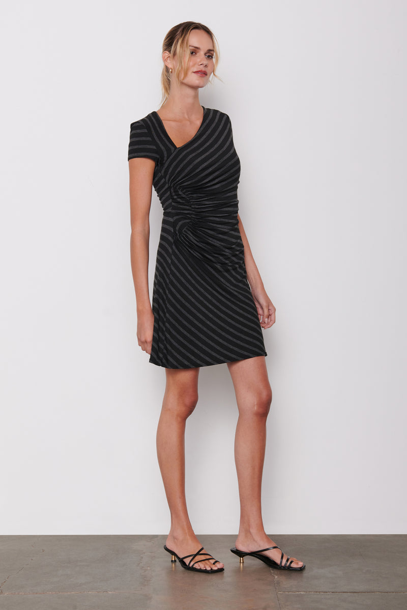 Black/Grey Striped Mini Dress - side 