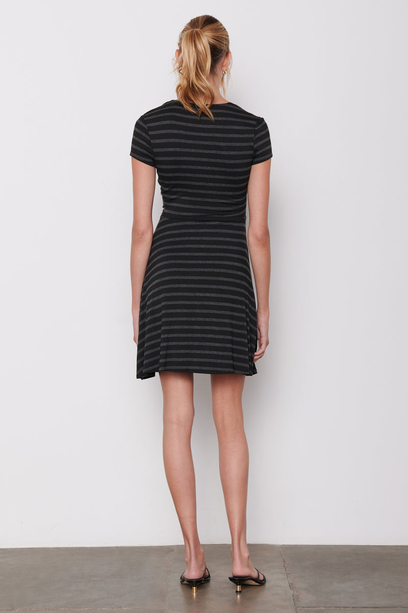 Black/Grey Striped Mini Dress - back