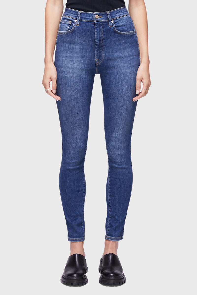 Women's SCLPT Skinny Jeans in Medium Blue Heritage - front close up