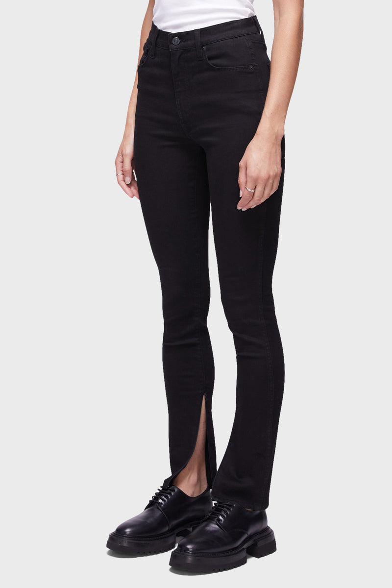 Women's SCLPT Split Hem Skinny Jean in Resolute - 3/4 front view with inside cuff slit