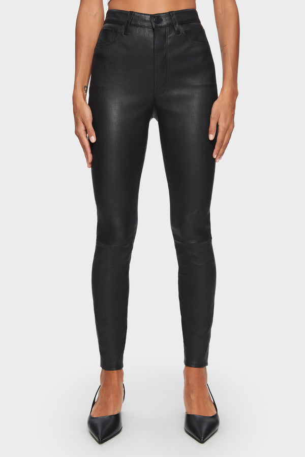 DSTLD Women's SCLPT Leather Ankle Jean in Black