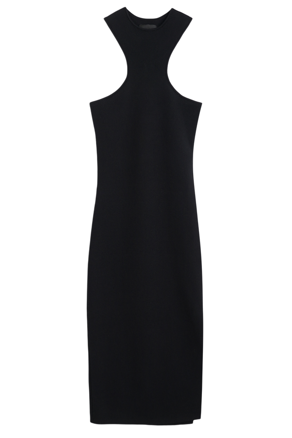 DSTLD Twist Midi Dress in Black - Front Flat